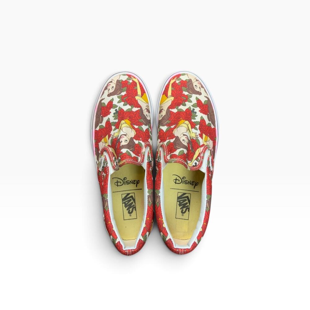 Vans Disney Beauty and the Beast Belle Roses Slip On Shoes Womens 10 Mens 8.5